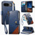 Google Pixel 11 Pro XL Splicing Zipper Wallet Vegan Leather Phone Case with Strap - Blue