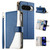 Google Pixel 11 Pro XL Stitching Multi-card Zipper Wallet Leather Phone Case with Short Strap - Dark Blue