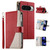 Google Pixel 11 Pro XL Stitching Multi-card Zipper Wallet Leather Phone Case with Short Strap - Red