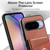 Google Pixel 11 Pro XL Twill Fabric Ring Multi-card Wallet Vegan Leather Phone Case - Brown