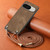 Google Pixel 11 Pro XL Vintage Leather PC Back Cover Phone Case with Crossbody Strap - Brown