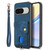Google Pixel 11 Retro Card Wallet Fold Leather Phone Case with Strap - Blue