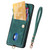 Google Pixel 11 Retro Card Wallet Fold Leather Phone Case with Strap - Green