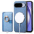 Google Pixel 11 Retro Cross Leather Ring Side Insert Card Bag MagSafe Phone Case - Blue