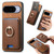 Google Pixel 11 Retro Cross Leather Ring Vertical Insert Card Bag MagSafe Phone Case - Brown