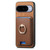 Google Pixel 11 Retro Cross Leather Ring Vertical Insert Card Bag MagSafe Phone Case - Brown