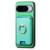 Google Pixel 11 Retro Cross Leather Ring Vertical Insert Card Bag MagSafe Phone Case - Green