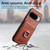Google Pixel 11 Twill Fabric Ring Multi-card Wallet Vegan Leather Phone Case - Brown