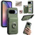 Google Pixel 11 Twill Fabric Ring Multi-card Wallet Vegan Leather Phone Case - Green