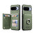 Google Pixel 11 Twill Fabric Ring Multi-card Wallet Vegan Leather Phone Case - Green