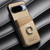 Google Pixel 11 Twill Fabric Ring Multi-card Wallet Vegan Leather Phone Case - Khaki
