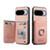Google Pixel 11 Twill Fabric Ring Multi-card Wallet Vegan Leather Phone Case - Pink