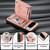 Google Pixel 11 Twill Fabric Ring Multi-card Wallet Vegan Leather Phone Case - Pink