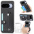 Google Pixel 11 Wristband Kickstand Card Wallet Back Cover Phone Case with Tool Knife - Black