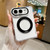 iPhone Duo Acrylic PC Magnetic Phone Case with 360-degree Rotating Ring Holder - Black