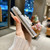 iPhone Duo Axial Magnetic Shell Pattern Phone Case with 360 Holder - Silver