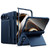 iPhone Duo Card Bag Holder Hinge Integrated Film Phone Case, No Pen - Blue