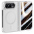 iPhone Duo Crazy Series Integrated Privacy Film Skin Feel Center Axis Magnetic Phone Case with Lens Holder - Silver