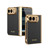 iPhone Duo Electroplated PC Fold Shockproof Vegan Leather Phone Case - Black