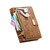 iPhone Duo Flowers Leaves Zipper Wallet Leather Phone Case with Strap - Brown