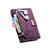 iPhone Duo Flowers Leaves Zipper Wallet Leather Phone Case with Strap - Purple