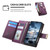 iPhone Duo Flowers Leaves Zipper Wallet Leather Phone Case with Strap - Purple