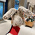 iPhone Duo Foldable Plush Rabbit TPU Phone Case - Coffee Grey