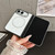 iPhone Duo Folding Shaft Magsafe Plain Leather Phone Case - Black