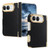 iPhone Duo Geometric Mesh Texture Vegan Leather Dual-Hinge Phone Case - black