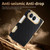 iPhone Duo Geometric Mesh Texture Vegan Leather Dual-Hinge Phone Case - black