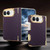 iPhone Duo Geometric Mesh Texture Vegan Leather Dual-Hinge Phone Case - Purple