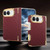 iPhone Duo Geometric Mesh Texture Vegan Leather Dual-Hinge Phone Case - Red