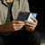 iPhone Duo Integrated Metal Folding Holder Hinge Magnetic Leather Phone Case - Black
