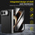 iPhone Duo Integrated Skin Feel Lens Folding Holder Pen Slot Shockproof Phone Case with Pen - Black