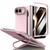 iPhone Duo Integrated Skin Feel Lens Folding Holder Pen Slot Shockproof Phone Case with Pen - Pink