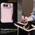 iPhone Duo Integrated Skin Feel Lens Folding Holder Pen Slot Shockproof Phone Case with Pen - Pink
