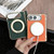 iPhone Duo Litchi Texture Electroplated Rotating Bracket Magnetic Phone Case - Dark Green