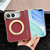 iPhone Duo Litchi Texture Electroplated Rotating Bracket Magnetic Phone Case - Wine Red