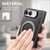 iPhone Duo Retro Crocodile PU Dual-Hinge Magnetic Holder Phone Case - Black