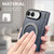 iPhone Duo Retro Crocodile PU Dual-Hinge Magnetic Holder Phone Case - Blue