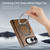 iPhone Duo Retro Crocodile PU Dual-Hinge Magnetic Holder Phone Case - Brown