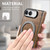 iPhone Duo Retro Crocodile PU Dual-Hinge Magnetic Holder Phone Case - Brown