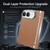 iPhone Duo Retro Solid Color Leather-textured Dual-Hinge Magnetic Phone Case - Brown