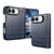 iPhone Fold Crocodile Vegan Leather Dual-Hinge Phone case - Blue