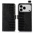 iPhone 18 Pro Max / 17 Pro Max Crocodile Top Layer Cowhide Leather Phone Case - Black