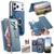 iPhone 18 Pro Max / 17 Pro Max Precision Hole Silver-Edged Ring RFID Blocking Zipper Wallet Magnetic Vegan Leather Phone Case - Blue