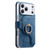 iPhone 18 Pro Max / 17 Pro Max Precision Hole Silver-Edged Ring RFID Blocking Zipper Wallet Magnetic Vegan Leather Phone Case - Blue