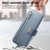 iPhone 18 Pro Max / 17 Pro Max Precision Hole Silver-Edged Ring RFID Blocking Zipper Wallet Magnetic Vegan Leather Phone Case - Blue