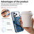 iPhone 18 Pro Max / 17 Pro Max Precision Hole Silver-Edged Ring RFID Blocking Zipper Wallet Magnetic Vegan Leather Phone Case - Blue
