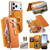 iPhone 18 Pro Max / 17 Pro Max Precision Hole Silver-Edged Ring RFID Blocking Zipper Wallet Magnetic Vegan Leather Phone Case - Orange